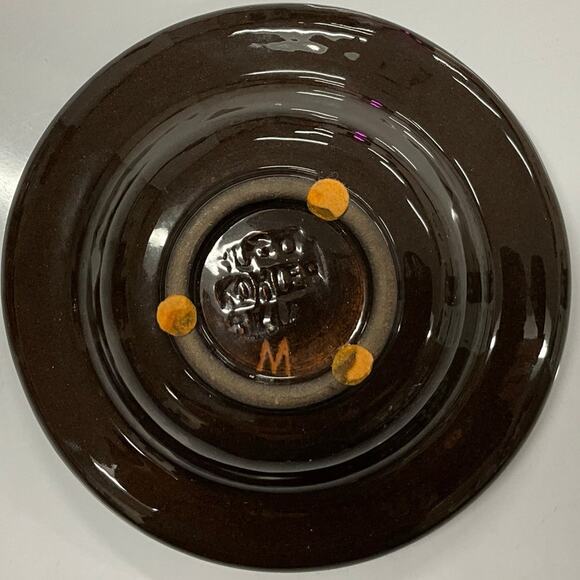 One of a Kind Hugo Kohler Pottery Ashtray 5 Inch Beautiful Rich Brown Cream Blue - Picture 5 of 8